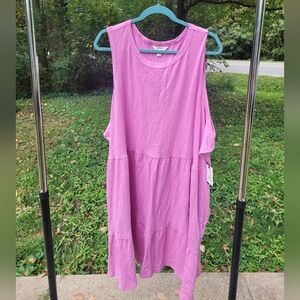 NWT Terra & Sky Women's Tiered TANK Dress Orchid Dream w/Pockets Size 5X